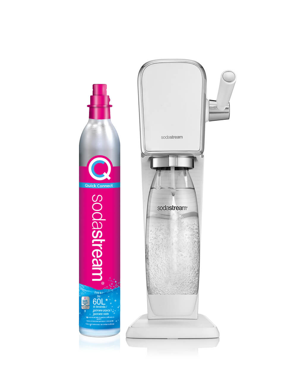 Sodastream Art bianco, Gasatore d’Acqua per Trasformare l’Acqua in Acqua  Frizzante, Incluso Cilindro Contente Co2, 1 Bottiglia da un Litro, ‎18.4 x